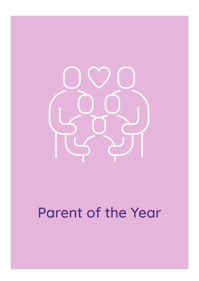 Recognizing outstanding parents postcard with linear glyph icon vector