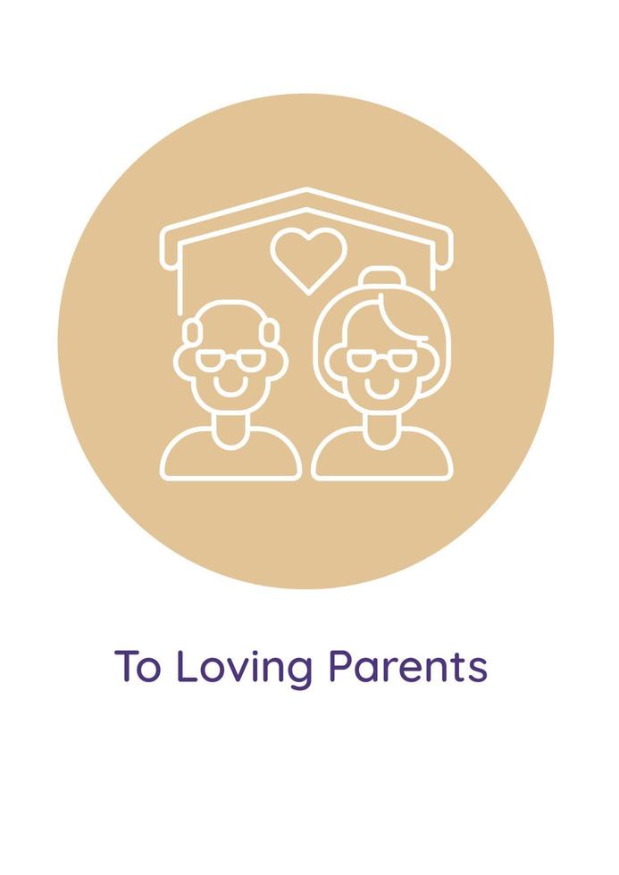 Parents appreciation postcard with linear glyph icon vector