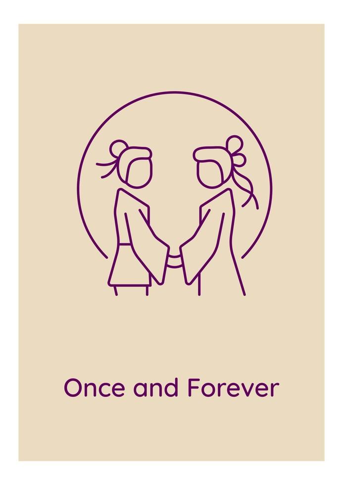 Together forever postcard with linear glyph icon vector