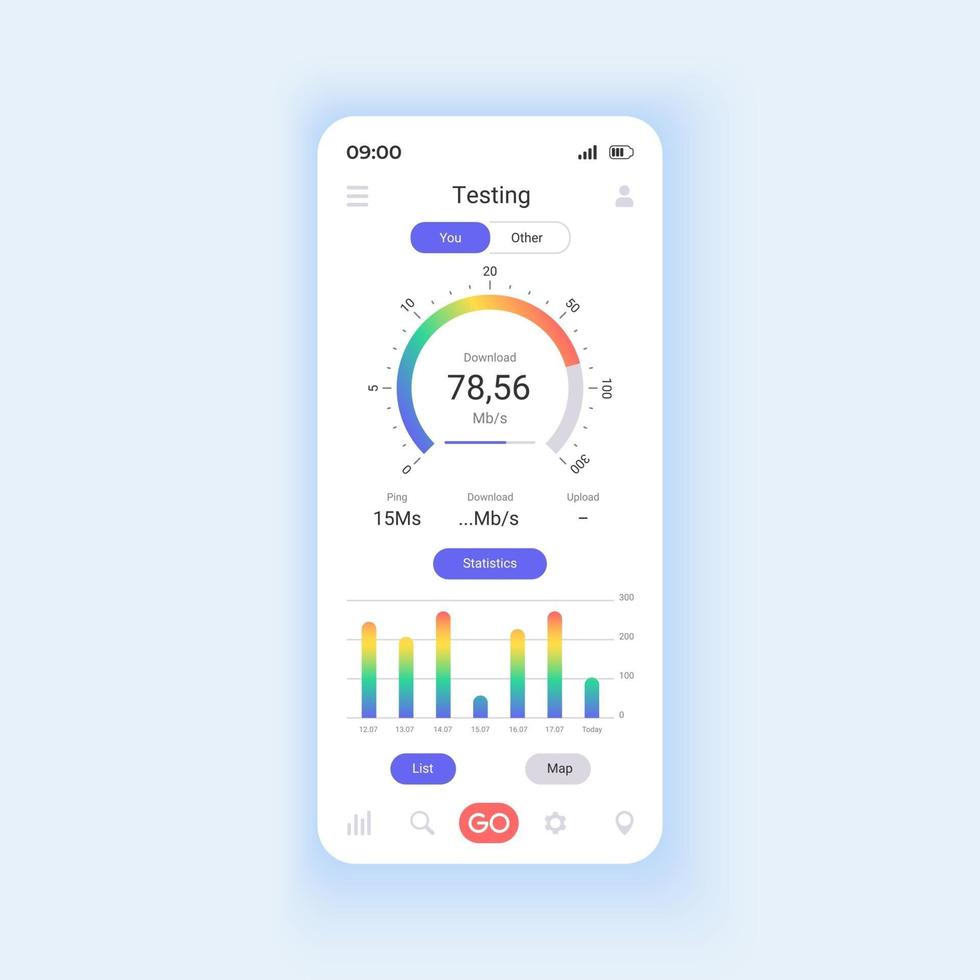 Network monitoring smartphone interface vector template