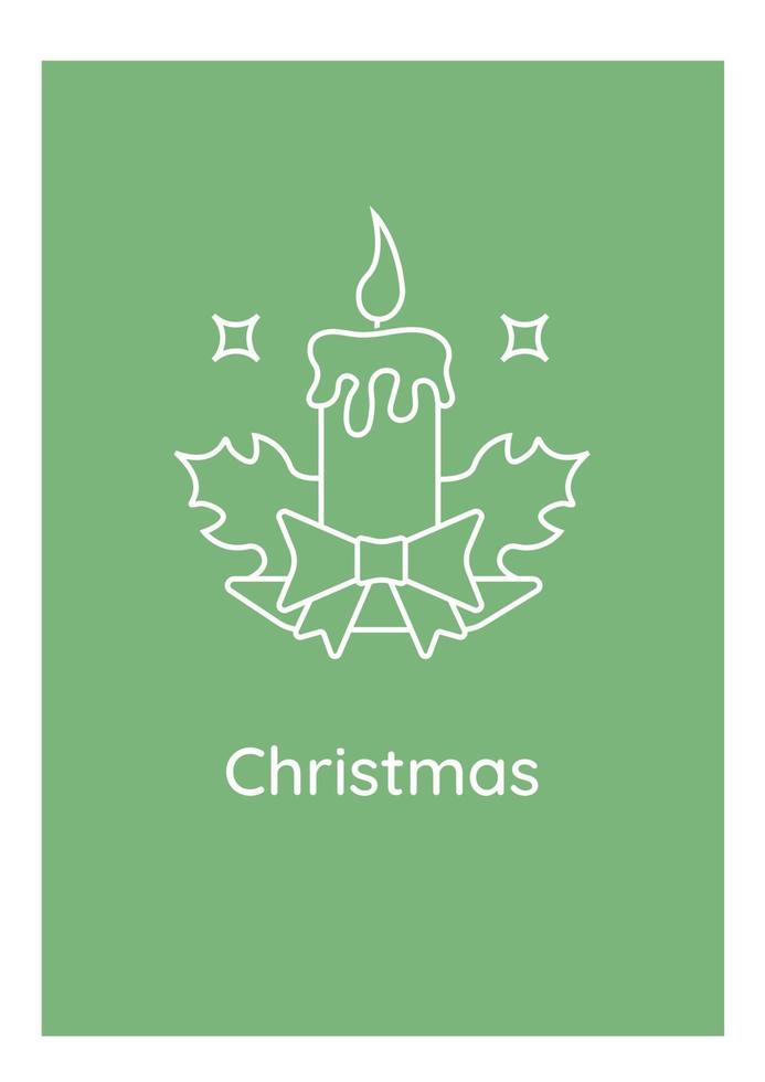 Christmas day postcard with linear glyph icon vector