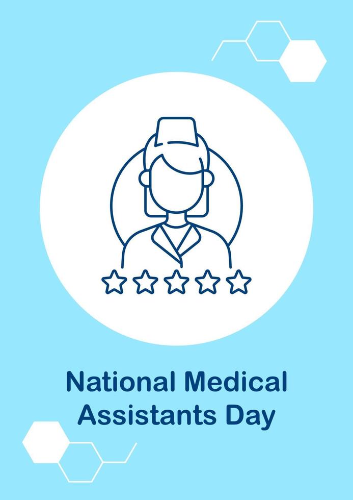 Honoring medical assistants postcard with linear glyph icon vector