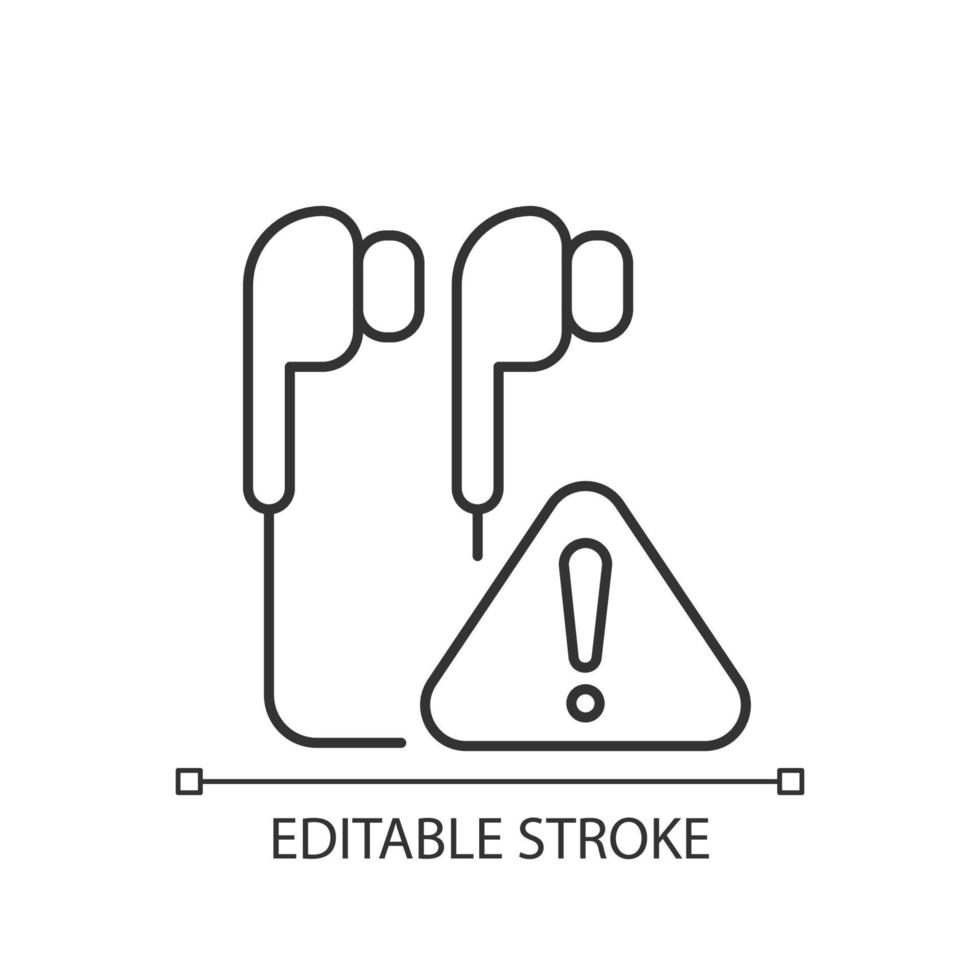 Broken earphones linear icon vector