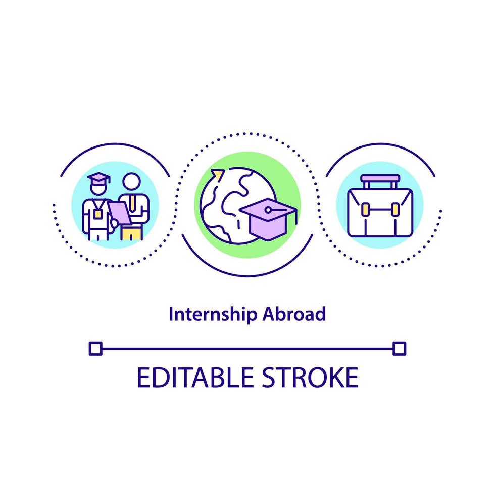 Internship abroad concept icon vector