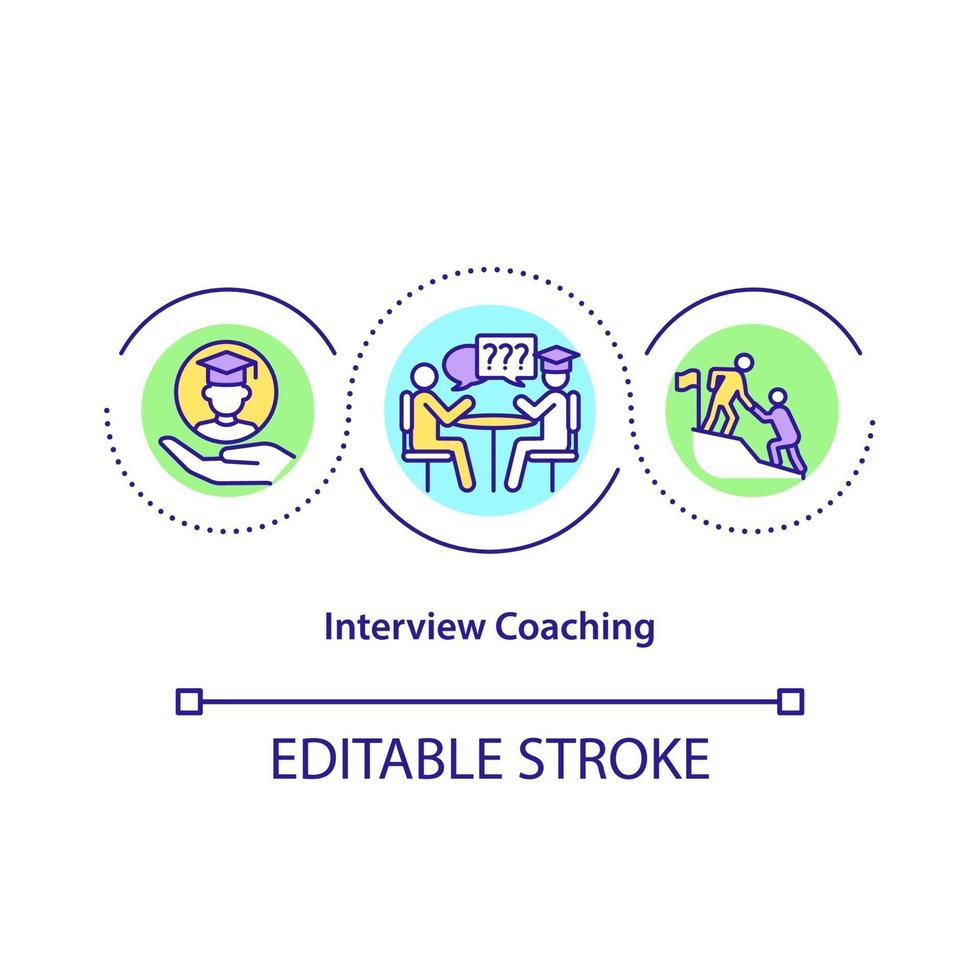 entrevista, coaching, concepto, icono vector