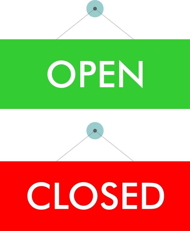 open and closed shop window sign vector