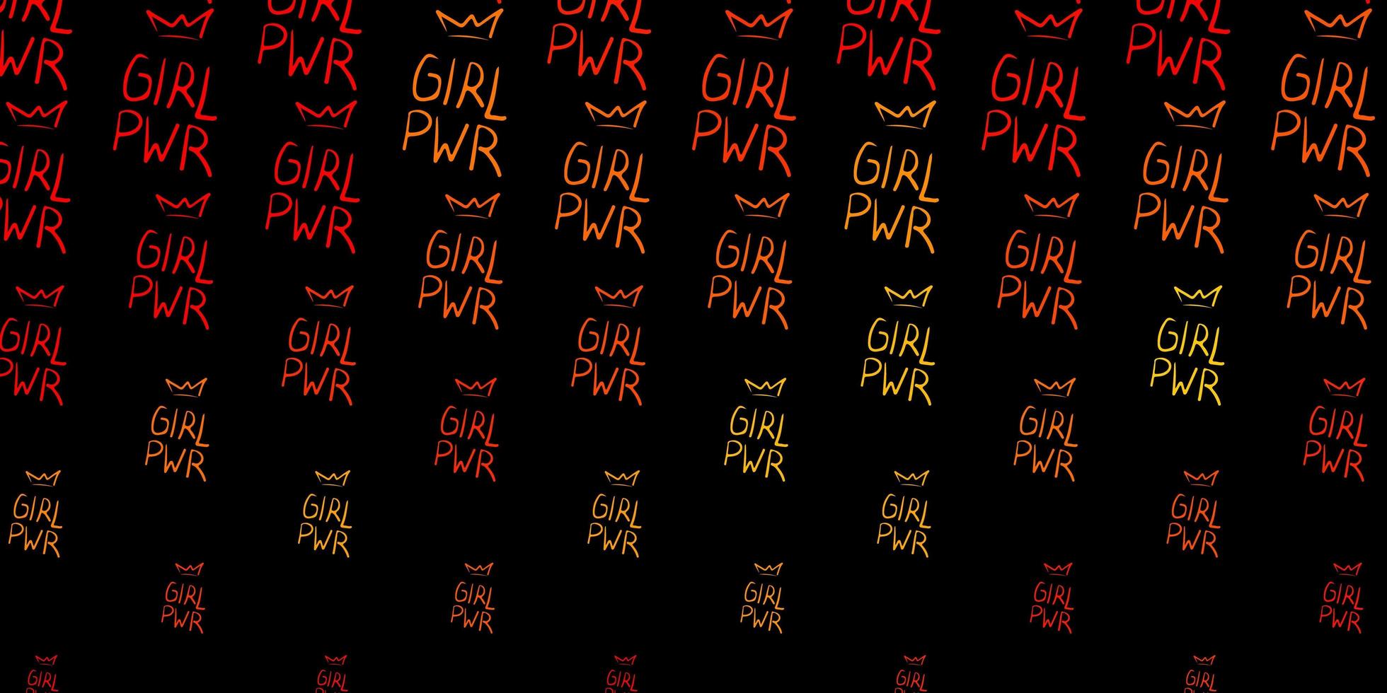 Dark Orange vector pattern with feminism elements.