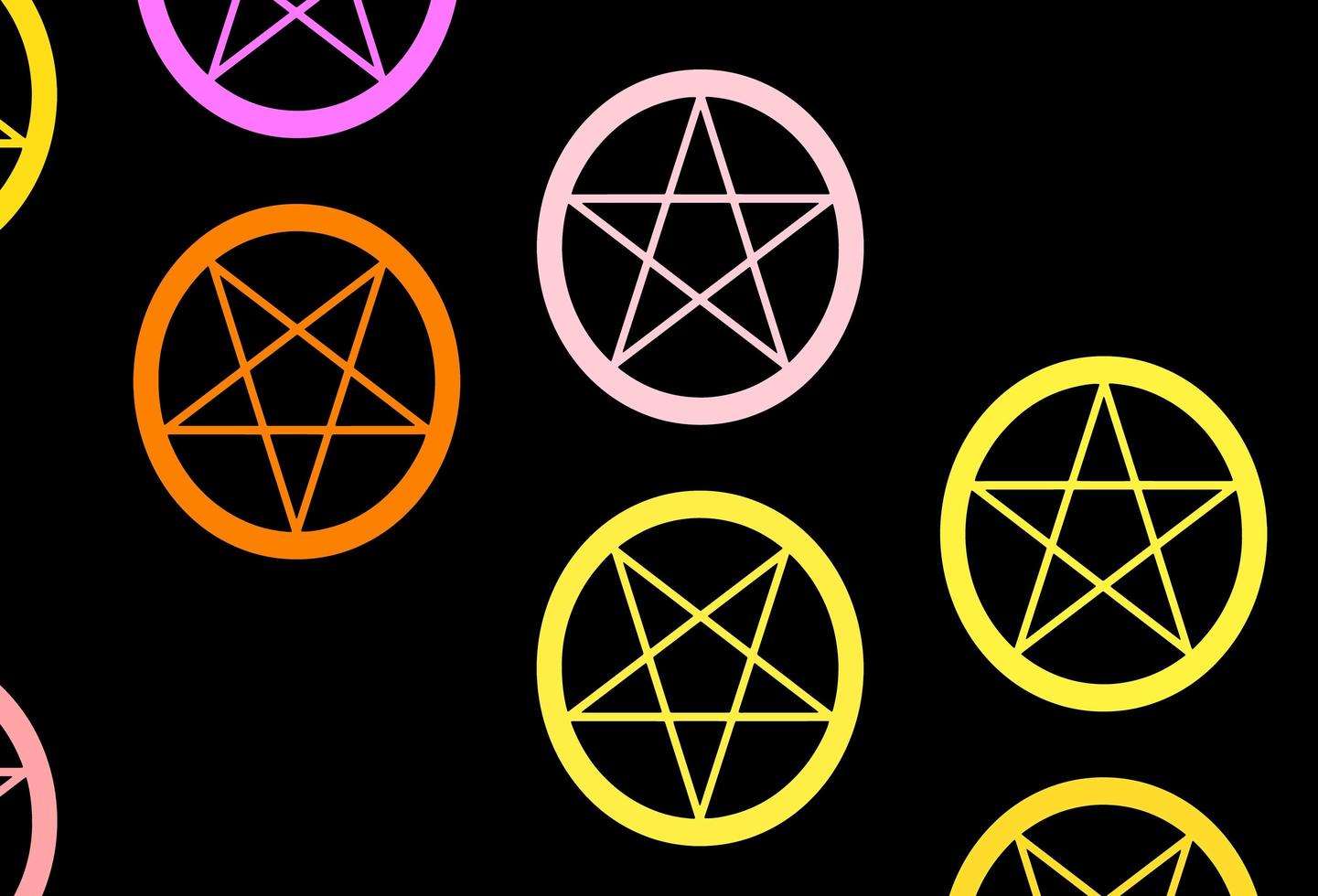 Dark Pink, Yellow vector background with occult symbols.
