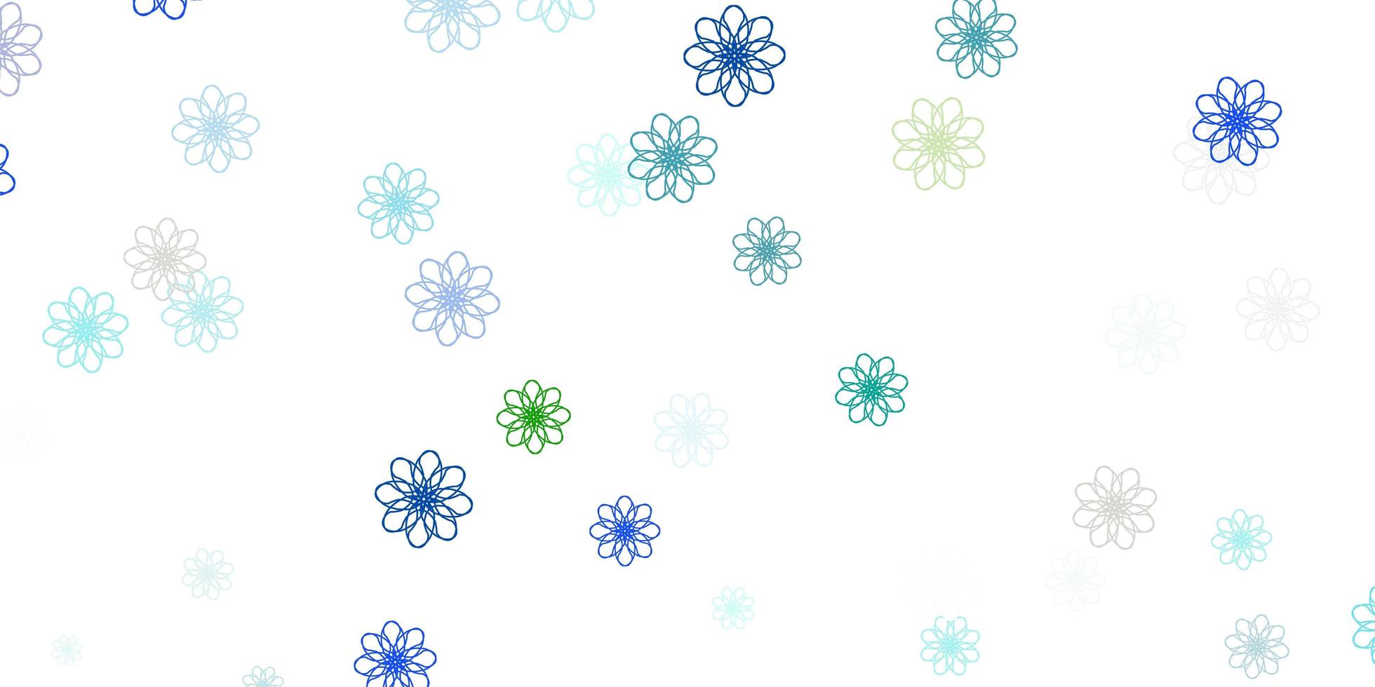 Light Blue, Green vector doodle pattern with flowers.