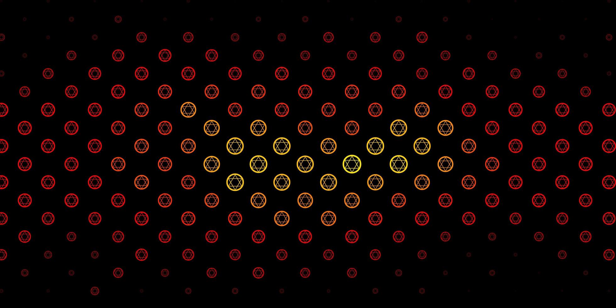 Dark Red vector background with occult symbols.