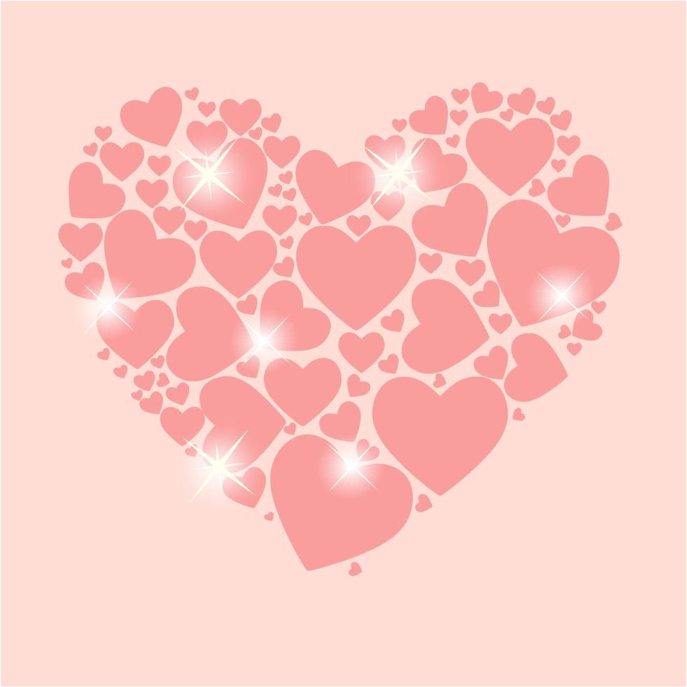 Valentines day heart backgroung, vector illustration