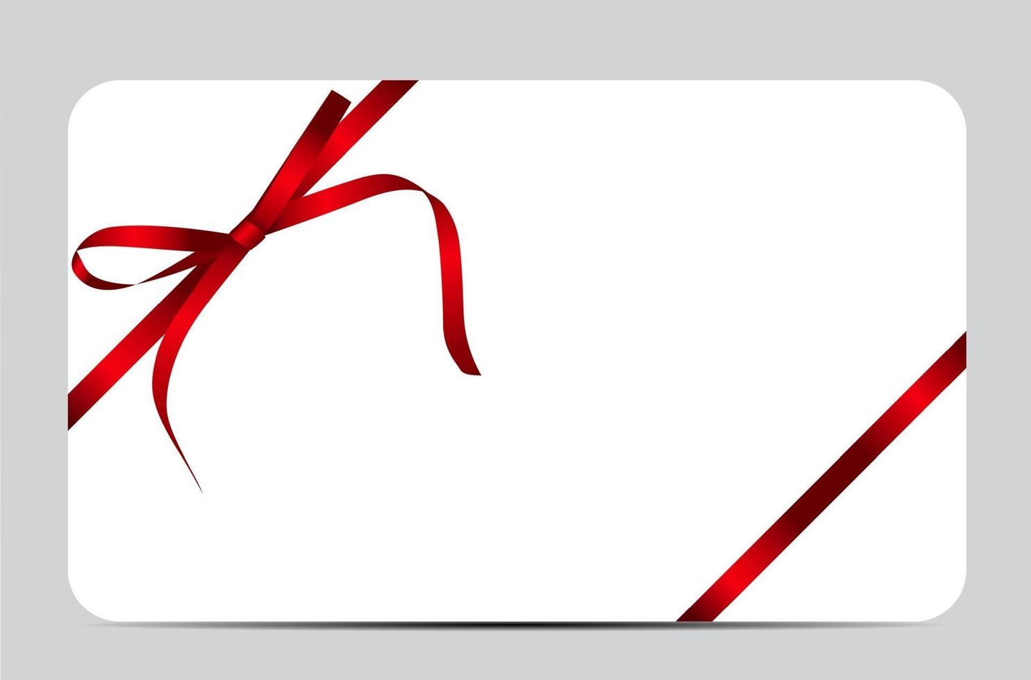 Gift Card with Red Ribbon and Bow. Vector illustration