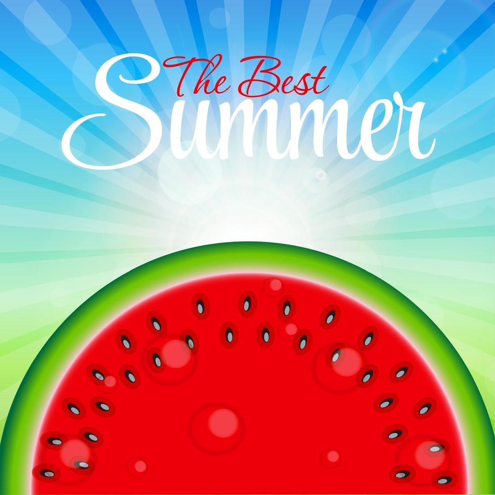 Abstract Natural Summer Background with Watermelon. Vector Illus