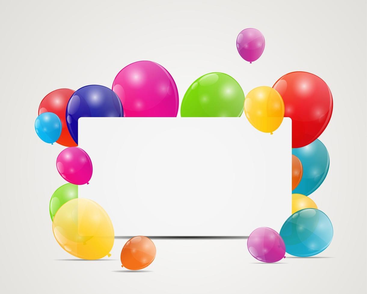 Color glossy balloons birthday card background vector illustrat