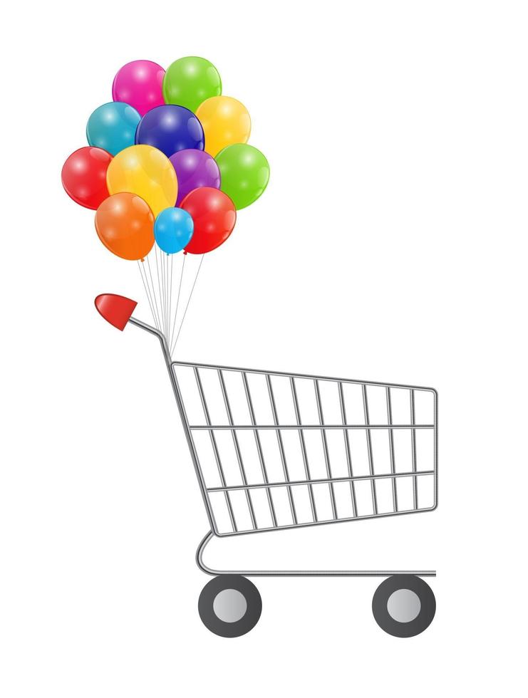 Vector Illustration of Empty Supermarket Shopping Cart Icon Isolated