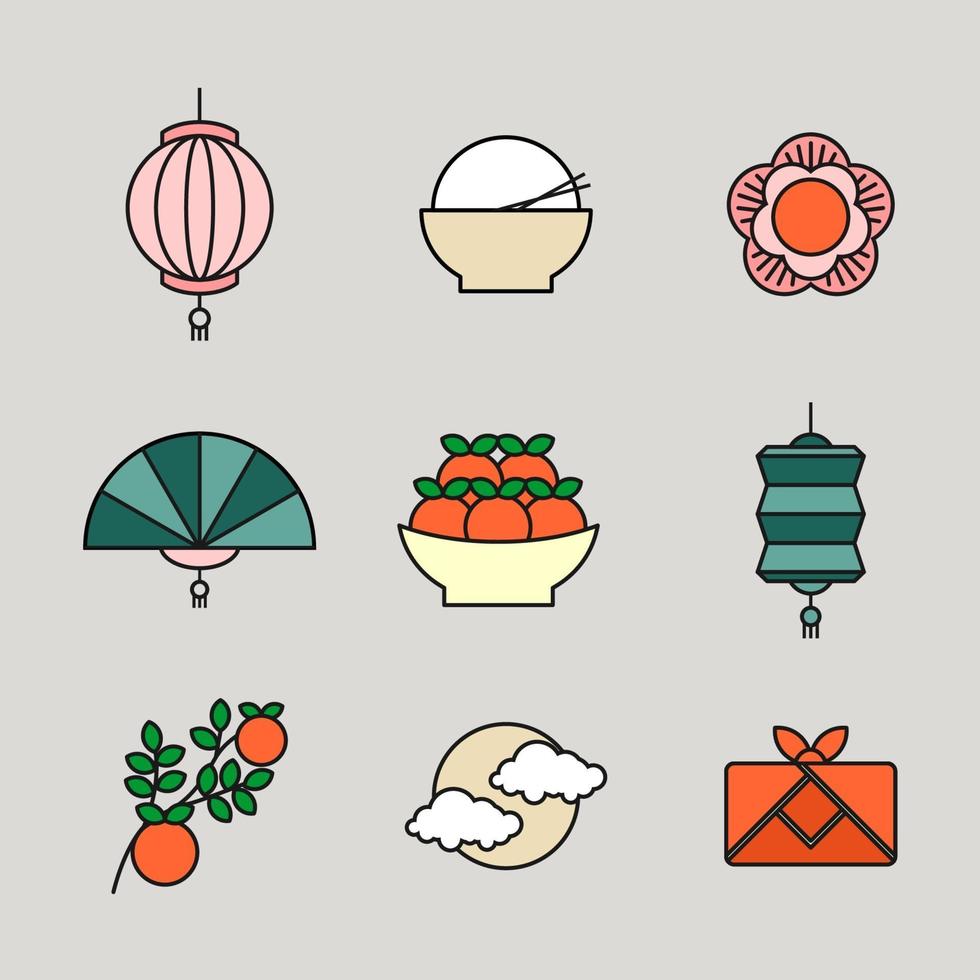 Happy Chuseok Festival Icon Set vector