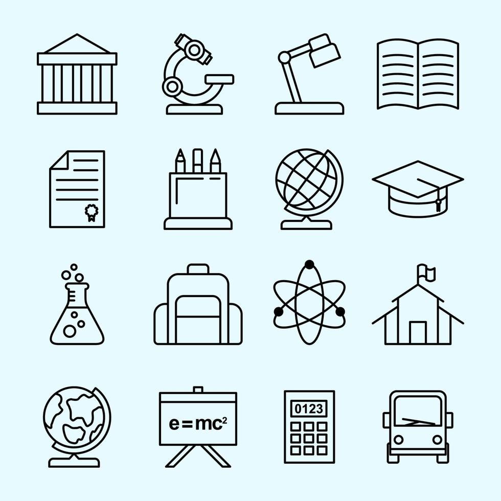 plantilla de conjunto de iconos de universidad vector