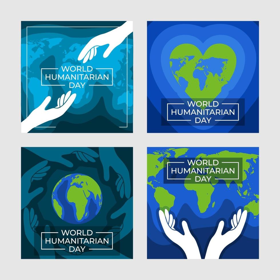 World Humanitarian Day Card Set Template vector