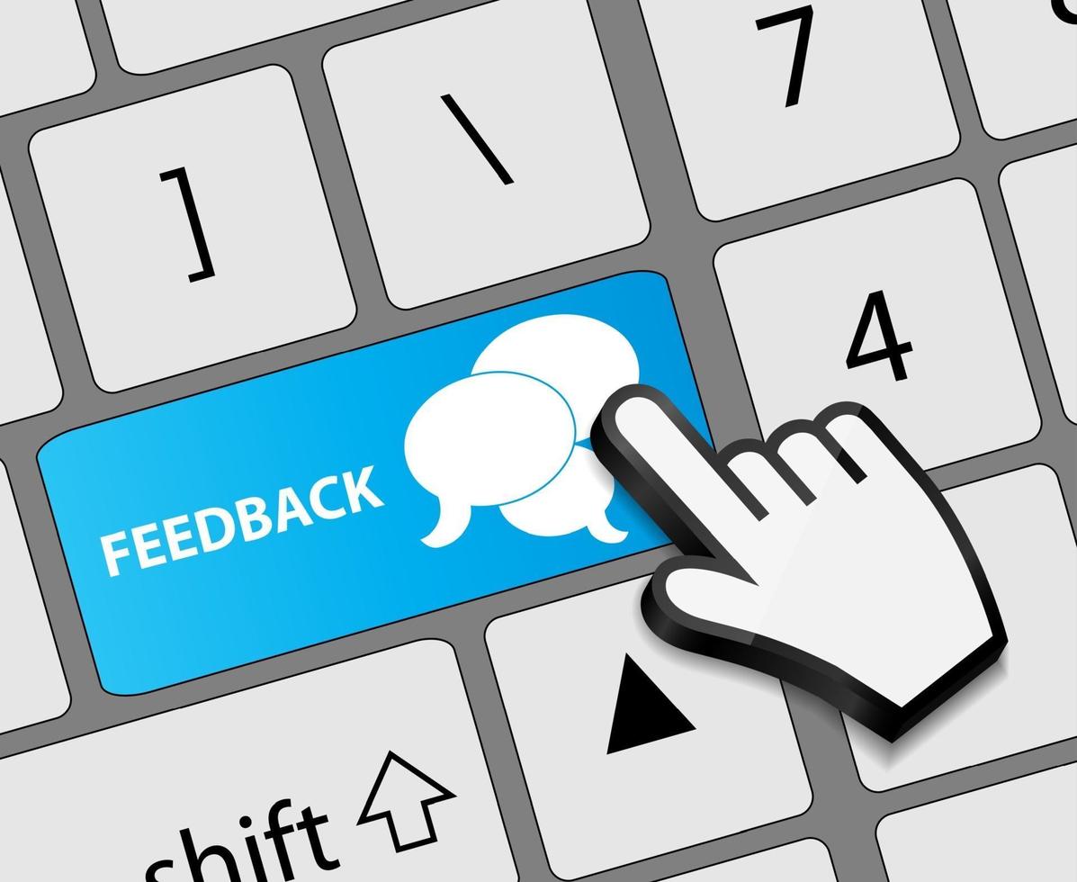 Keyboard feedback button with mouse hand cursor vector illustrat