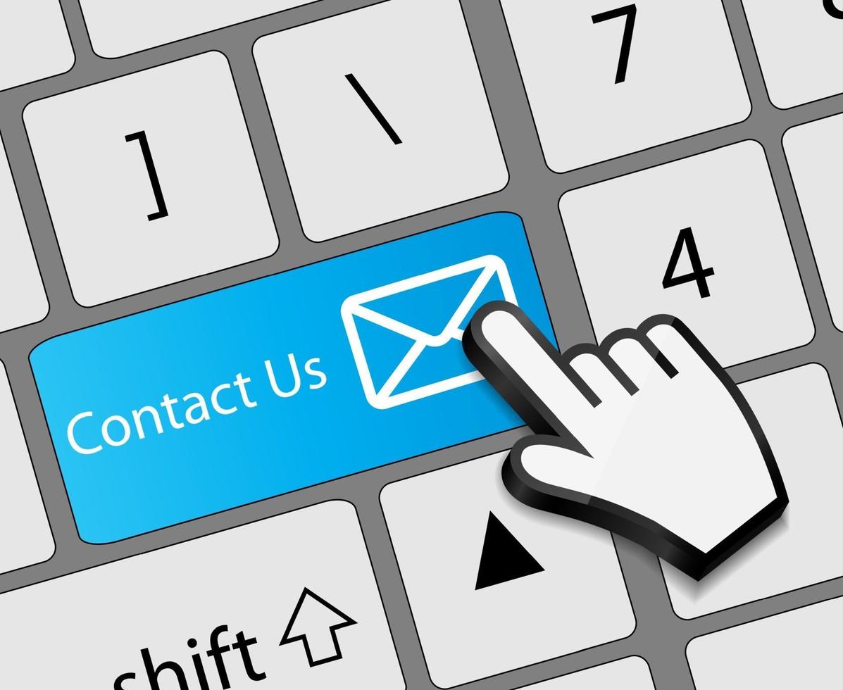 Keyboard Contact Us button with mouse hand cursor vector illustr