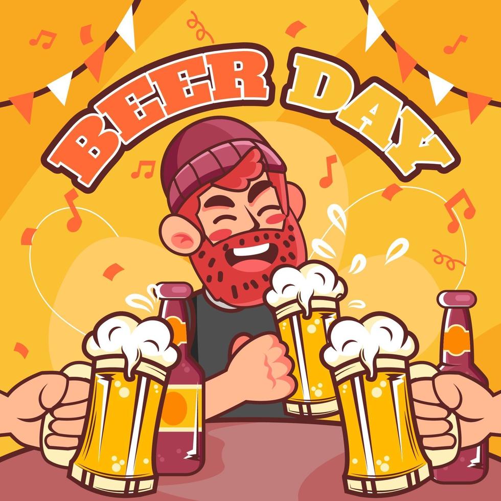 celebrando el dia de la cerveza con un amigo vector