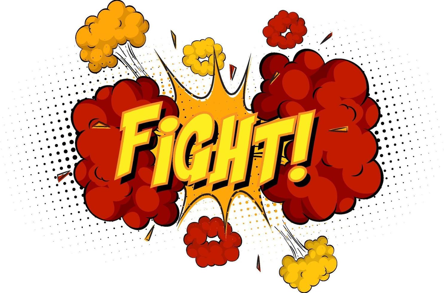 FIGHT text on comic cloud explosion isolated on white background vector