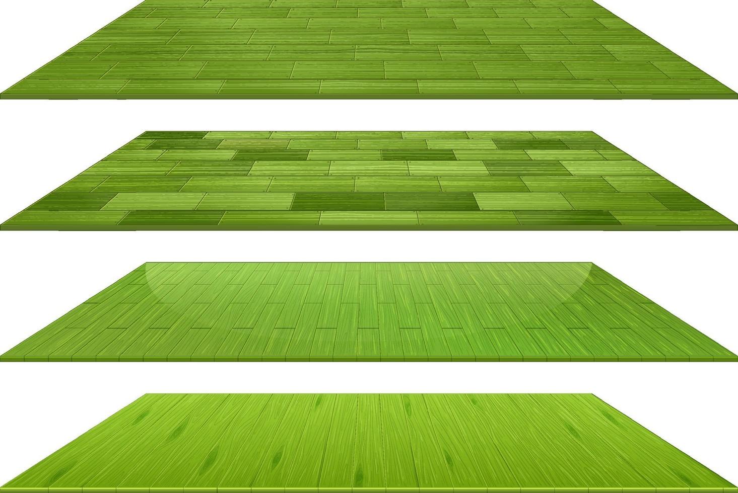 Set of different green wooden floor tiles isolated on white background vector