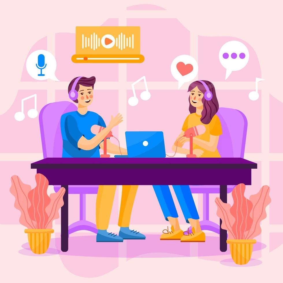 Podcast Conversation Concept vector