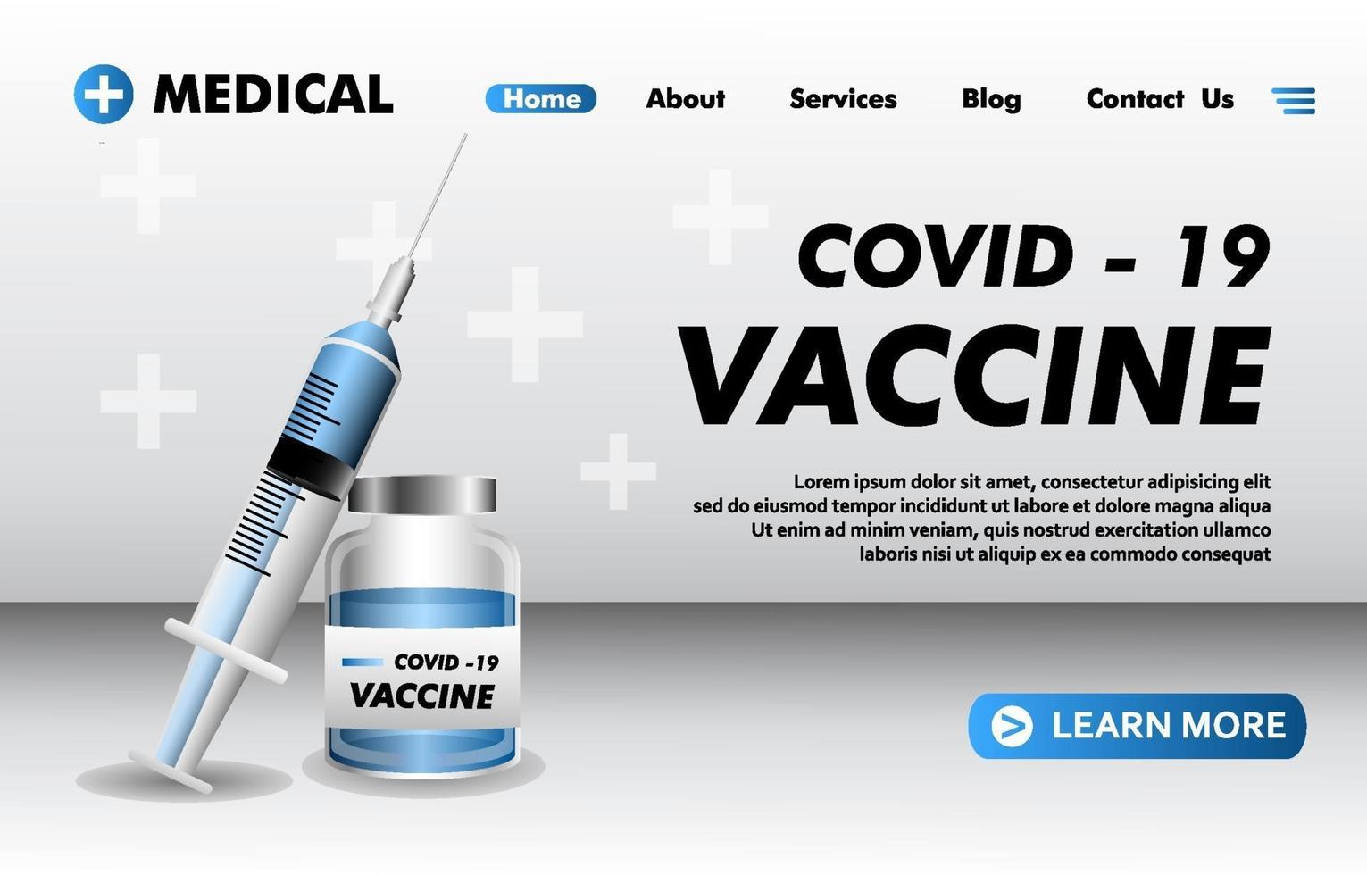 página de inicio de la vacuna covid vector
