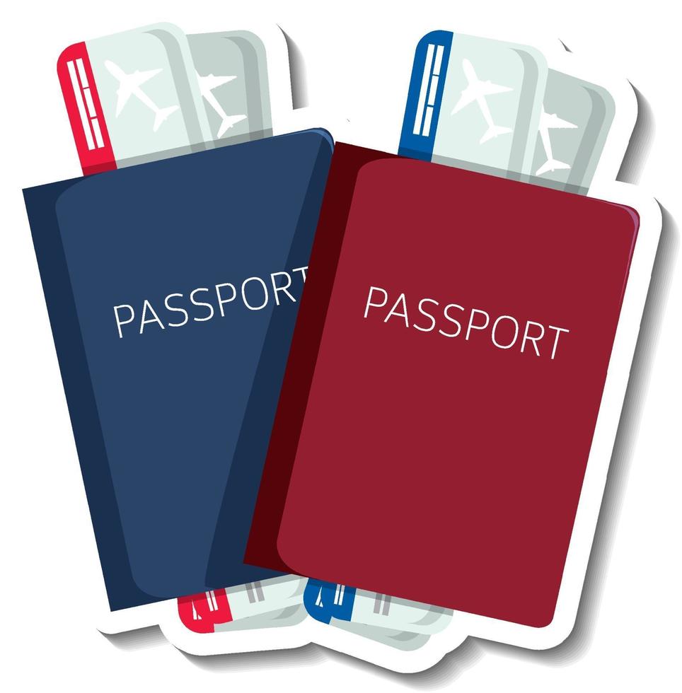 pasaporte con boletos etiqueta de dibujos animados vector