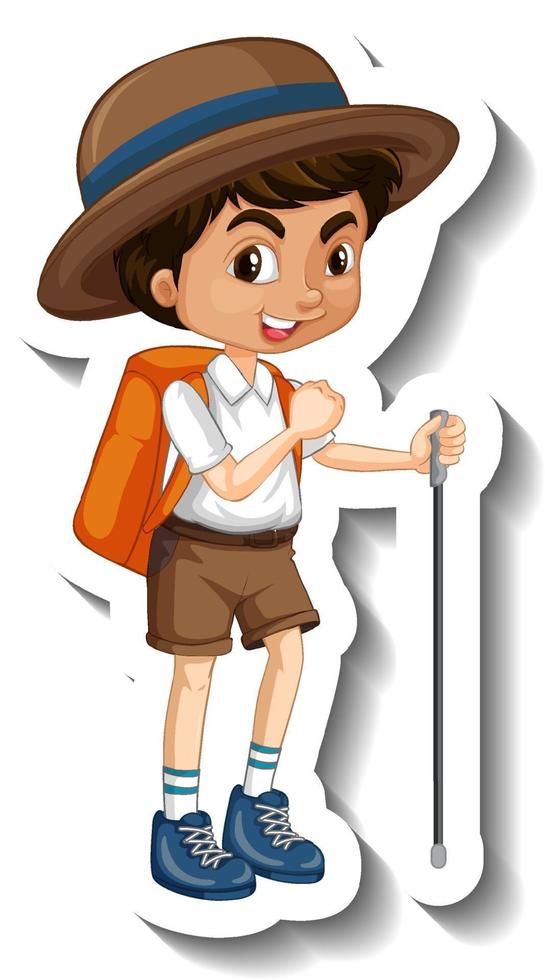 A sticker template with a boy cartoon character vector