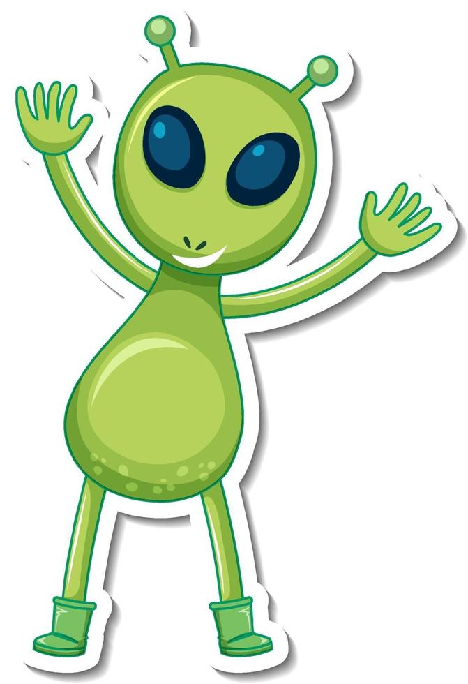 Sticker template with an alien monster cartoon character isolated vector