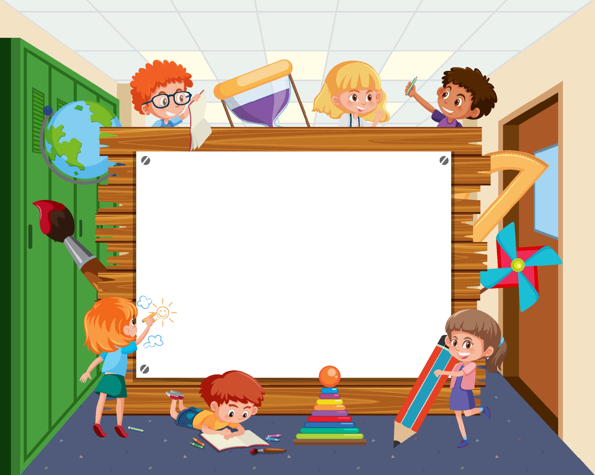 Empty wooden frame with school kids cartoon 3100594 Vector Art at Vecteezy Empty wooden frame with school kids cartoon 3100594 Vector Art at Vecteezy