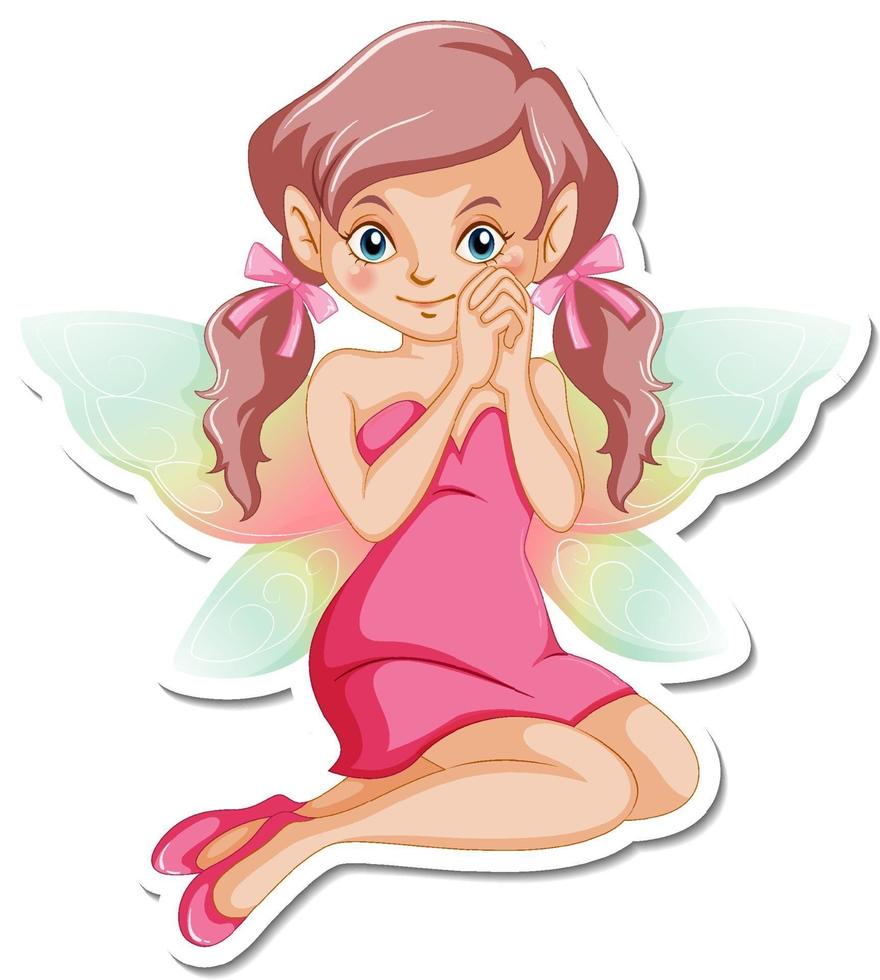 Beautiful fairy cartoon character sticker vector