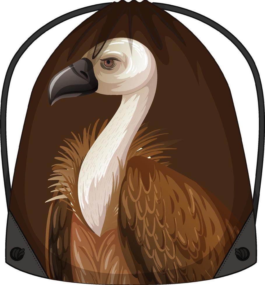 Drawstring backpack with vulture pattern vector