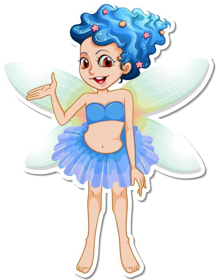 Beautiful fairy cartoon character sticker vector