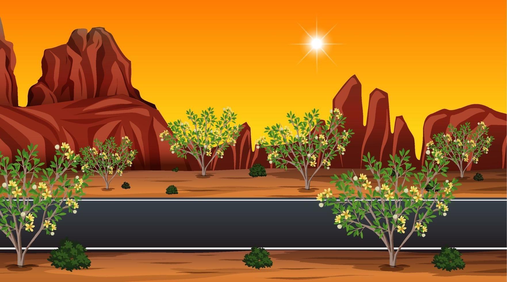 Desert road landscape scene illustration vector