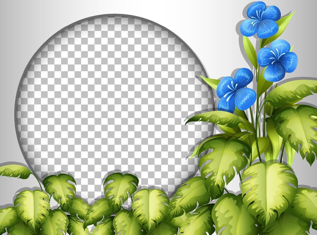 Round frame  with tropical flowers and leaves template vector
