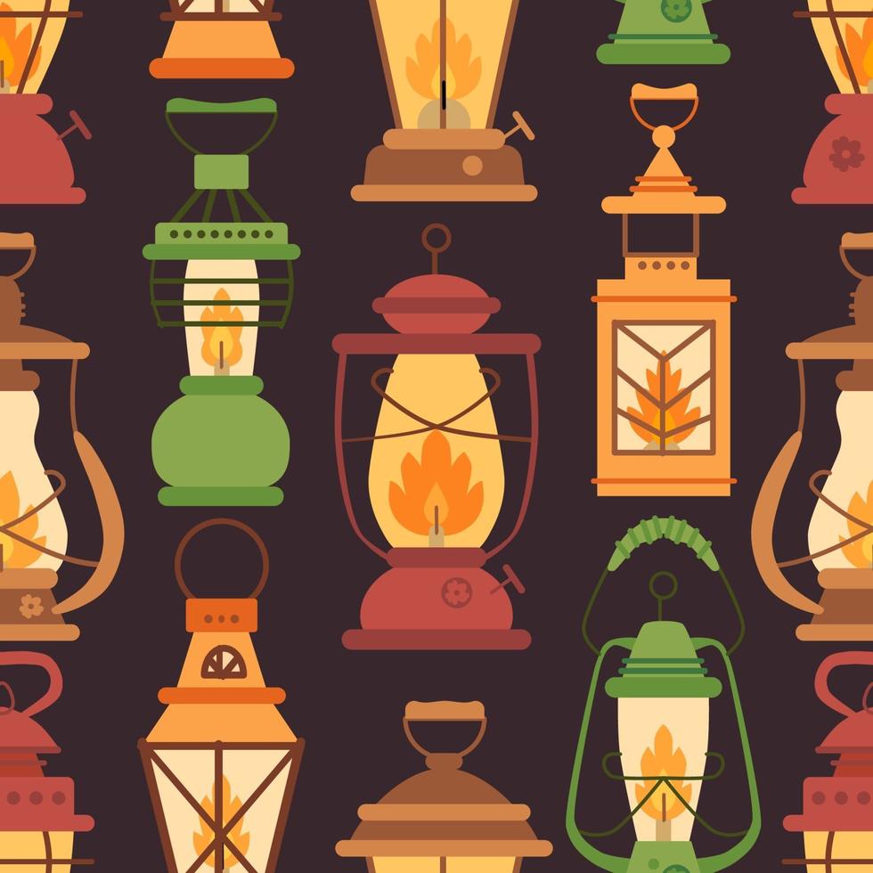 Retro oil lantern pattern in flat style vector