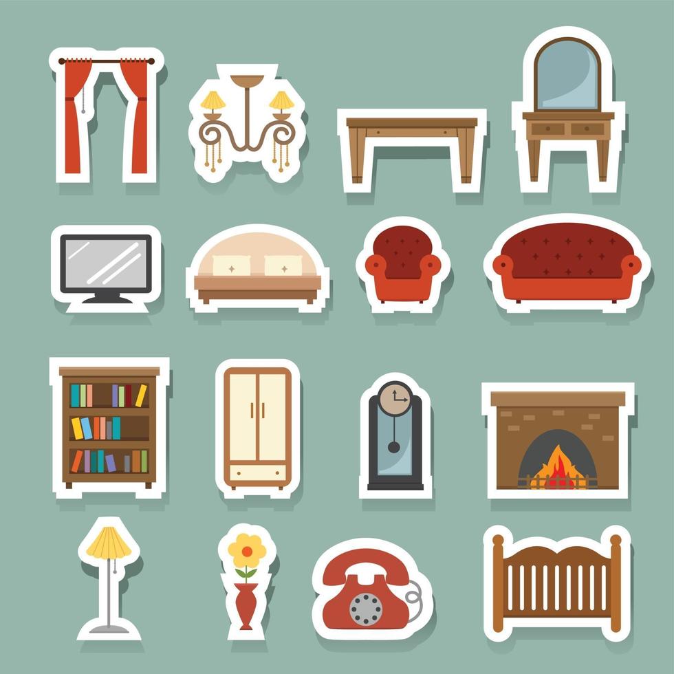 conjunto de iconos de muebles vector