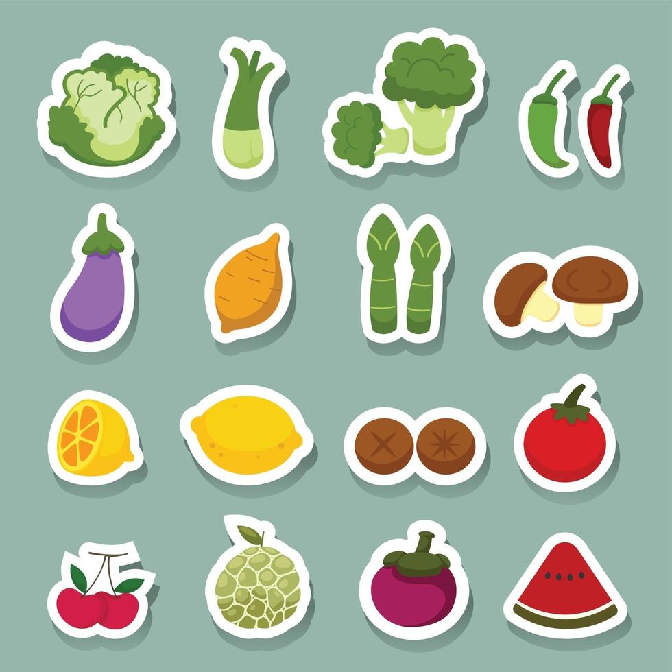 iconos de frutas y verduras vector