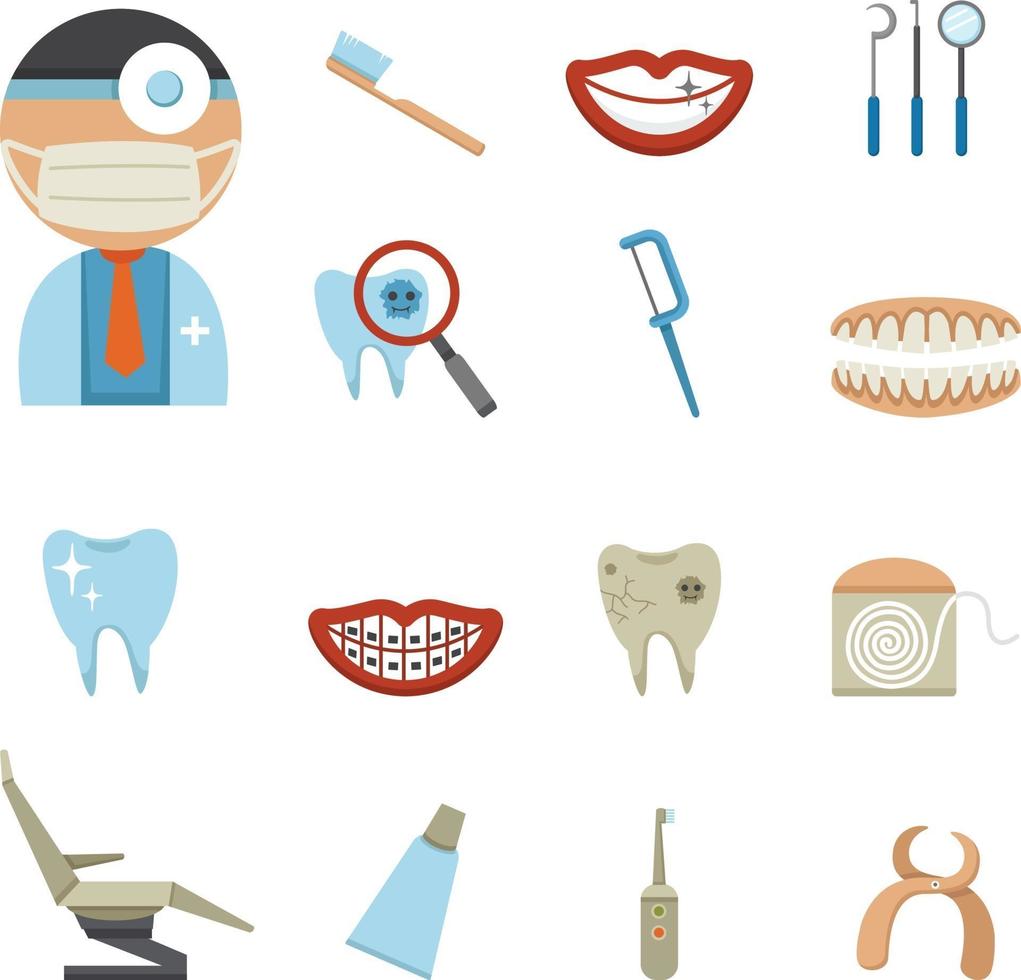 conjunto de iconos dentales vector