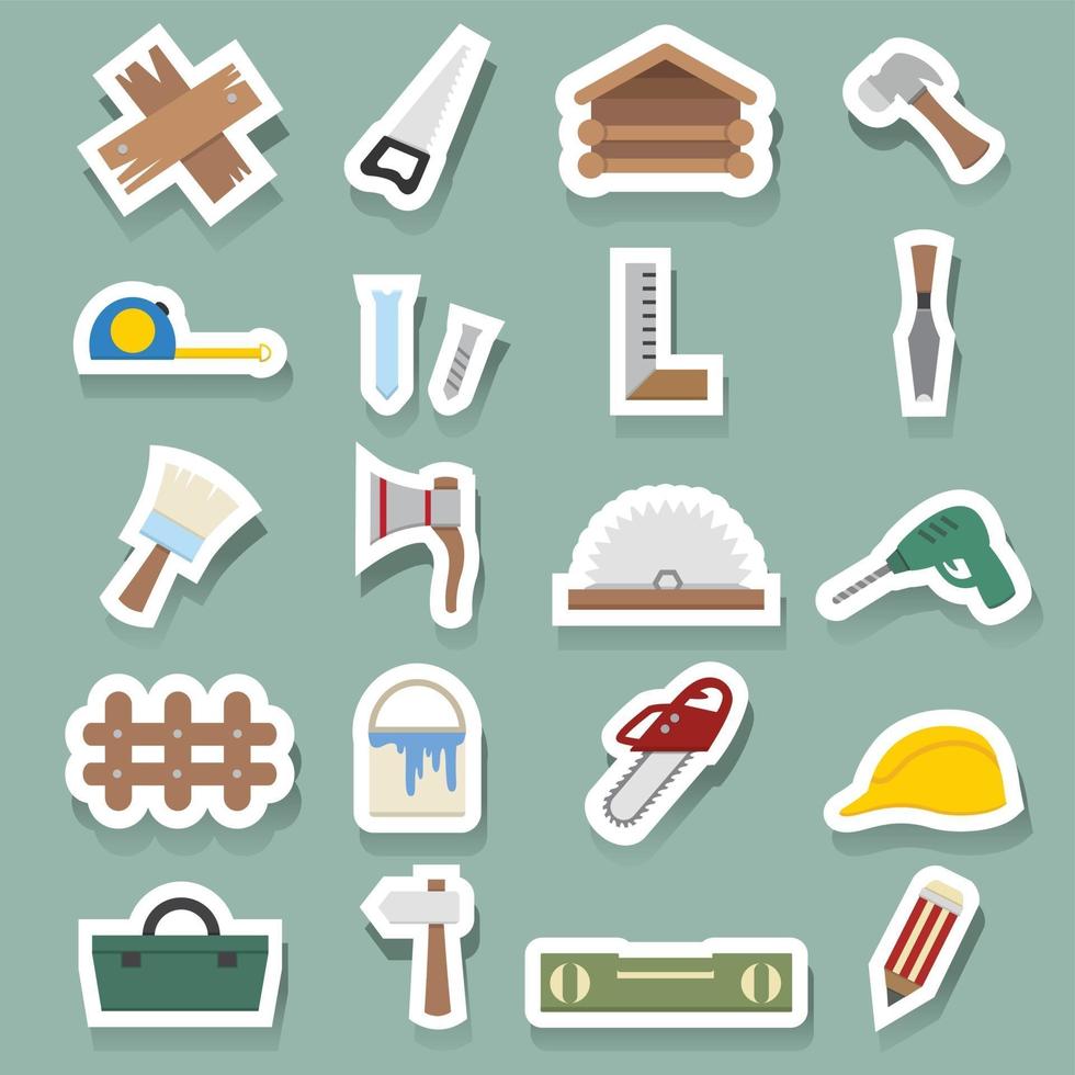 Carpentry icons set vector