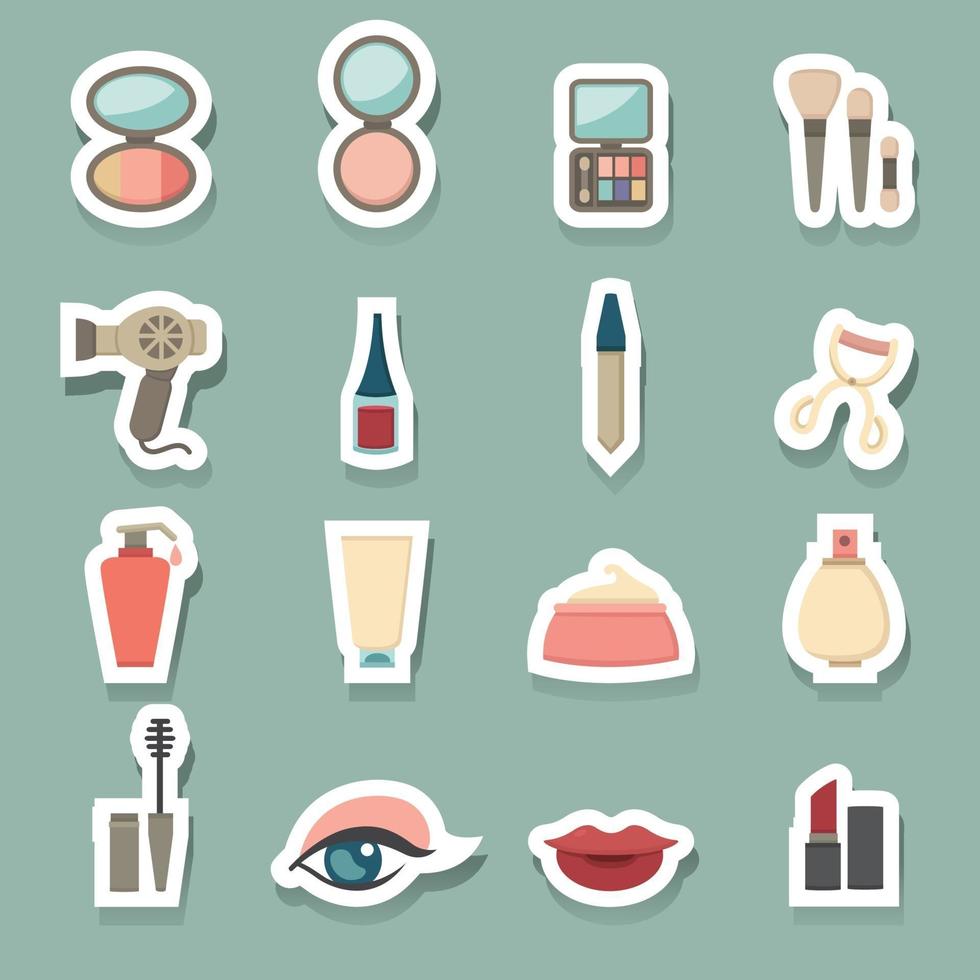 conjunto de iconos de cosméticos de maquillaje vector