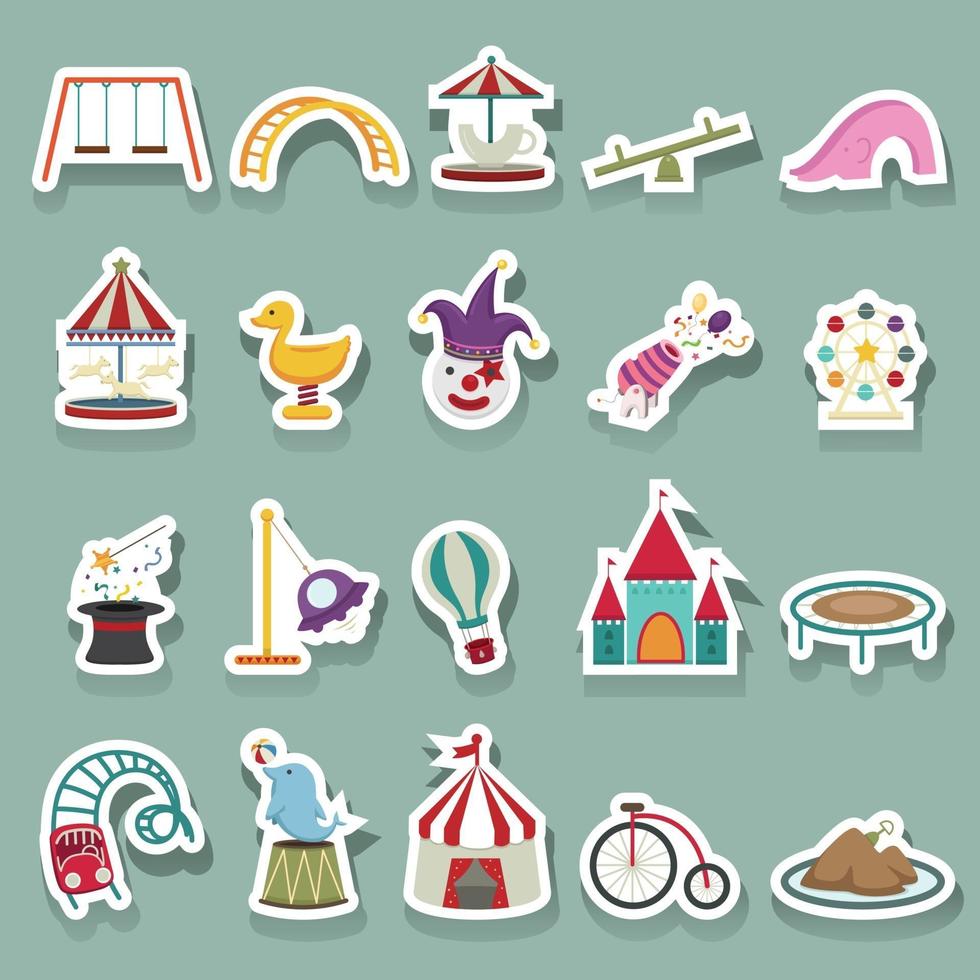 Amusement Park icons set vector