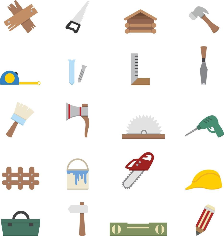 Carpentry icons set vector