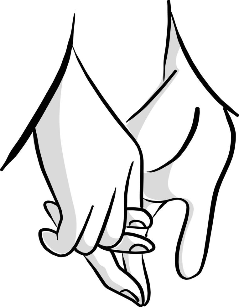 close-up hand of lovers holding vector illustration