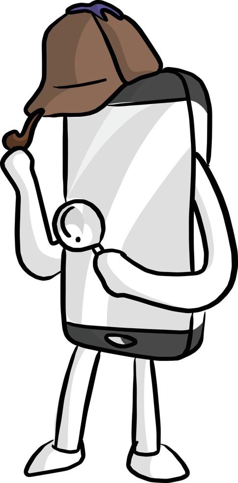 mobile phone holding pipe and magnifying glass vector