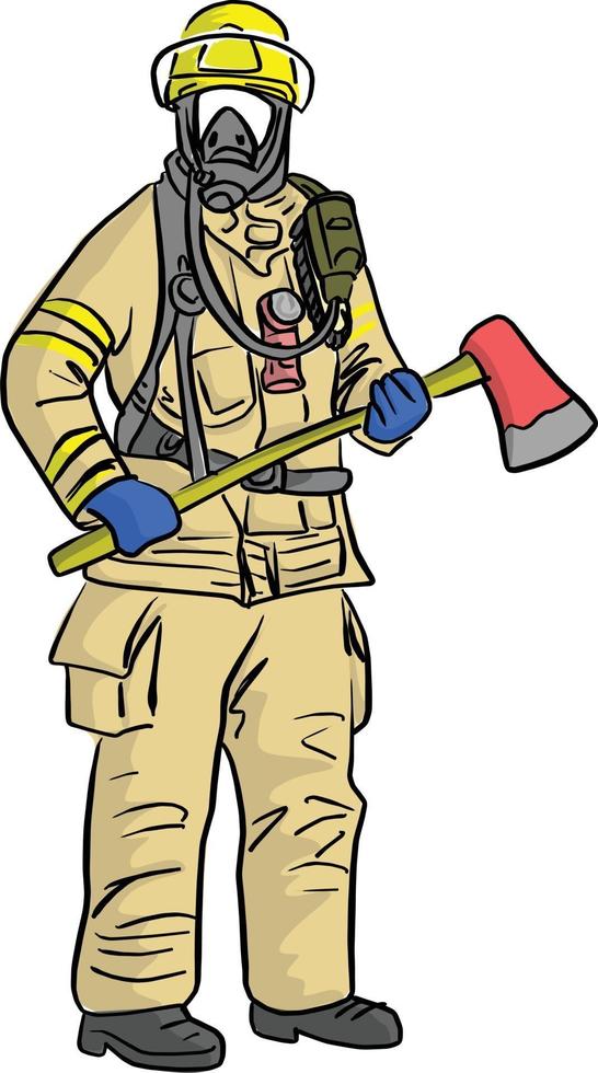 man in firefighter uniform vector illustration