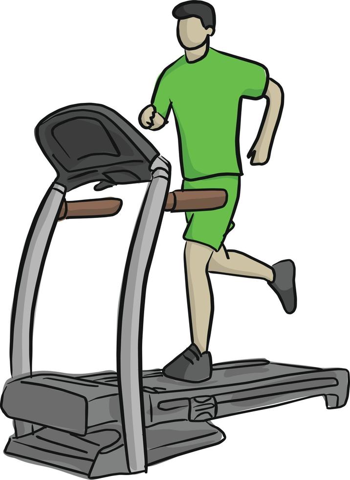 Man running in a gym on a treadmill vector